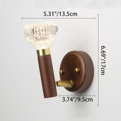 Zeitgenössische Retro Acryl Gummibaum Aluminium Diamant Taschenlampe LED Wandleuchte für das Bett 