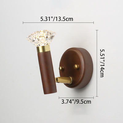 Zeitgenössische Retro Acryl Gummibaum Aluminium Diamant Taschenlampe LED Wandleuchte für das Bett 