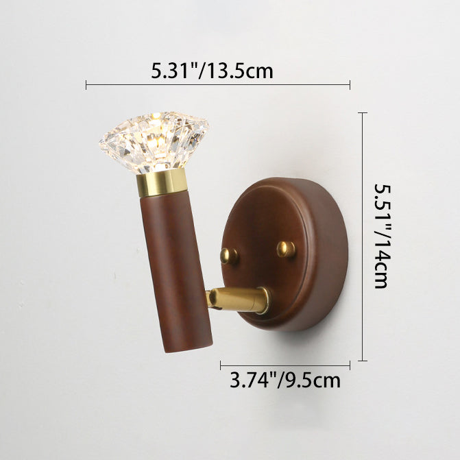 Zeitgenössische Retro Acryl Gummibaum Aluminium Diamant Taschenlampe LED Wandleuchte für das Bett 