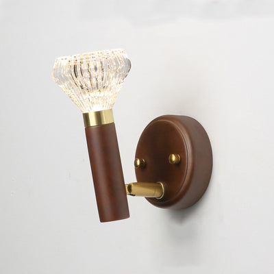 Zeitgenössische Retro Acryl Gummibaum Aluminium Diamant Taschenlampe LED Wandleuchte für das Bett 