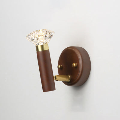 Zeitgenössische Retro Acryl Gummibaum Aluminium Diamant Taschenlampe LED Wandleuchte für das Bett 