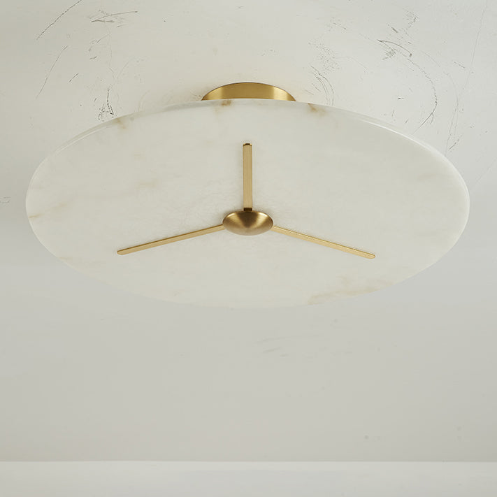 Moderne Mid-Century Kupfer & Alabaster Uhr-inspirierte Runde 3/4/5/6-Licht Semi-Flush-Montage Deckenleuchte Für Schlafzimmer Und Flur 