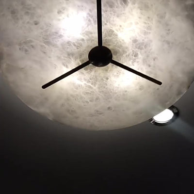 Moderne Mid-Century Kupfer & Alabaster Uhr-inspirierte Runde 3/4/5/6-Licht Semi-Flush-Montage Deckenleuchte Für Schlafzimmer Und Flur 