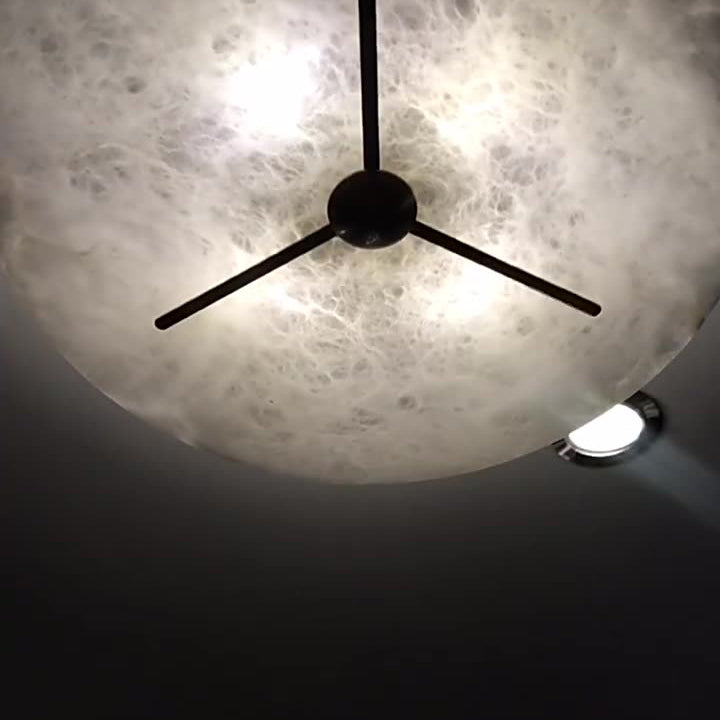 Moderne Mid-Century Kupfer & Alabaster Uhr-inspirierte Runde 3/4/5/6-Licht Semi-Flush-Montage Deckenleuchte Für Schlafzimmer Und Flur 