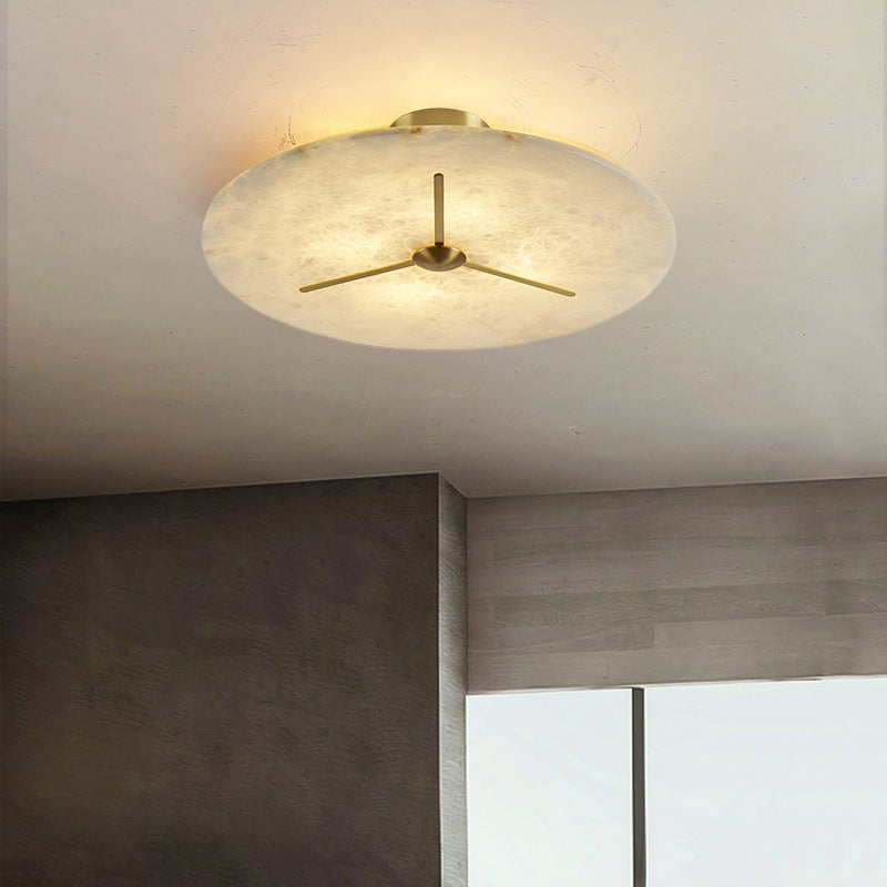 Moderne Mid-Century Kupfer & Alabaster Uhr-inspirierte Runde 3/4/5/6-Licht Semi-Flush-Montage Deckenleuchte Für Schlafzimmer Und Flur 