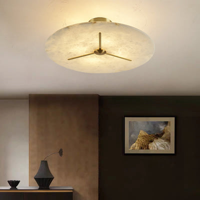 Moderne Mid-Century Kupfer & Alabaster Uhr-inspirierte Runde 3/4/5/6-Licht Semi-Flush-Montage Deckenleuchte Für Schlafzimmer Und Flur 