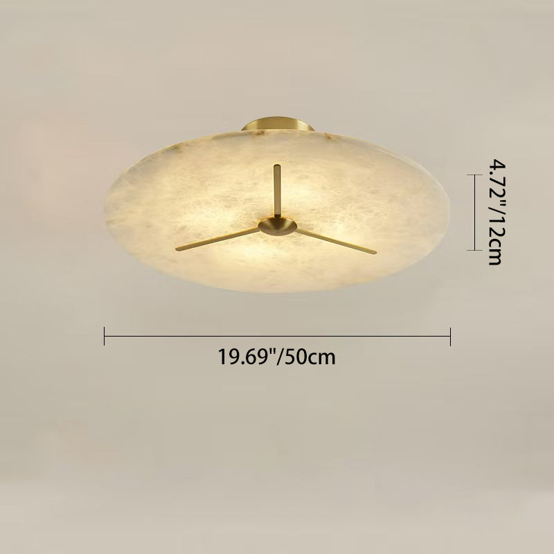 Moderne Mid-Century Kupfer &amp; Alabaster Uhr-inspirierte Runde 3/4/5/6-Licht Semi-Flush-Montage Deckenleuchte Für Schlafzimmer Und Flur 