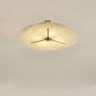 Moderne Mid-Century Kupfer & Alabaster Uhr-inspirierte Runde 3/4/5/6-Licht Semi-Flush-Montage Deckenleuchte Für Schlafzimmer Und Flur 