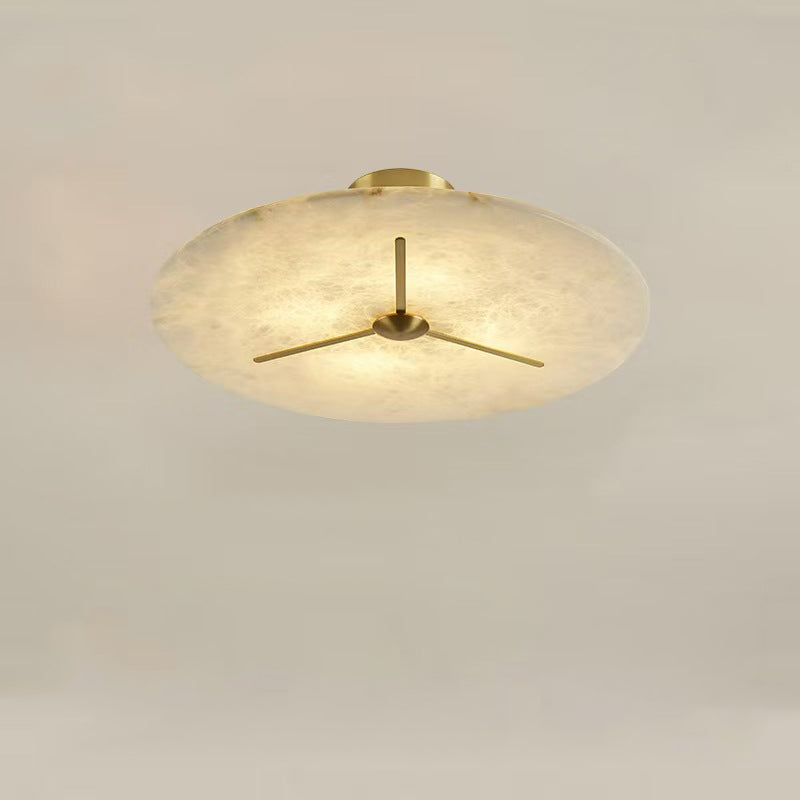 Moderne Mid-Century Kupfer & Alabaster Uhr-inspirierte Runde 3/4/5/6-Licht Semi-Flush-Montage Deckenleuchte Für Schlafzimmer Und Flur 