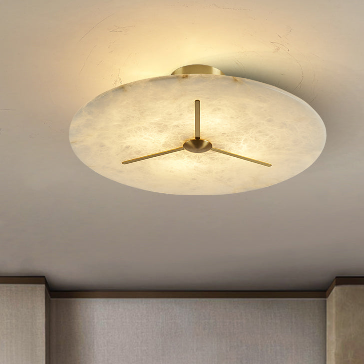 Moderne Mid-Century Kupfer & Alabaster Uhr-inspirierte Runde 3/4/5/6-Licht Semi-Flush-Montage Deckenleuchte Für Schlafzimmer Und Flur 