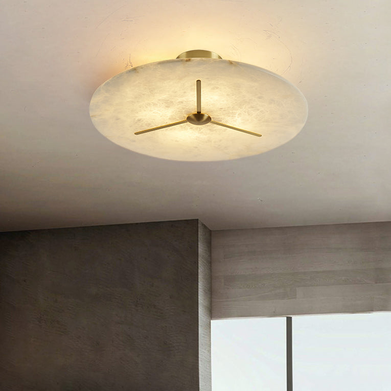 Moderne Mid-Century Kupfer & Alabaster Uhr-inspirierte Runde 3/4/5/6-Licht Semi-Flush-Montage Deckenleuchte Für Schlafzimmer Und Flur 