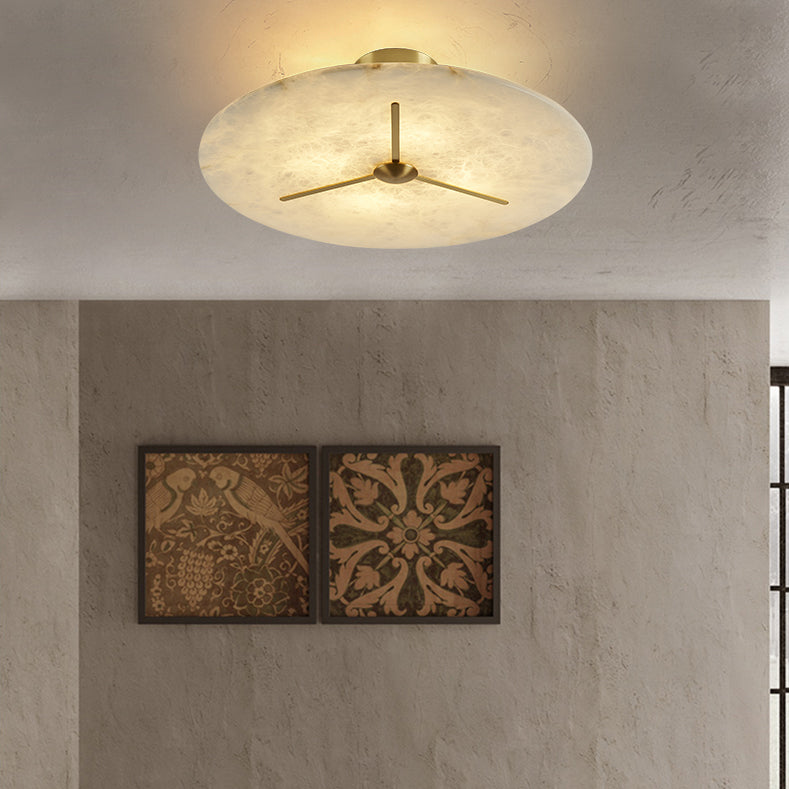 Moderne Mid-Century Kupfer & Alabaster Uhr-inspirierte Runde 3/4/5/6-Licht Semi-Flush-Montage Deckenleuchte Für Schlafzimmer Und Flur 