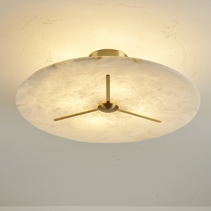 Moderne Mid-Century Kupfer &amp; Alabaster Uhr-inspirierte Runde 3/4/5/6-Licht Semi-Flush-Montage Deckenleuchte Für Schlafzimmer Und Flur 