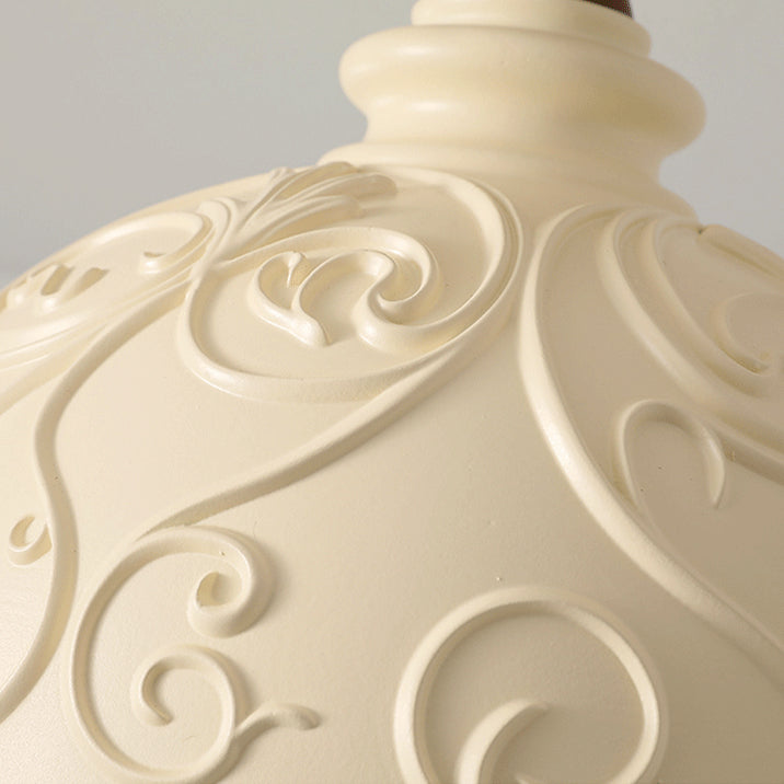 Traditional French Resin &amp; Wood Bowl-Shaped Round Carved 1-Light Semi-Flush Mount Ceiling Light For Hallway And Entryway