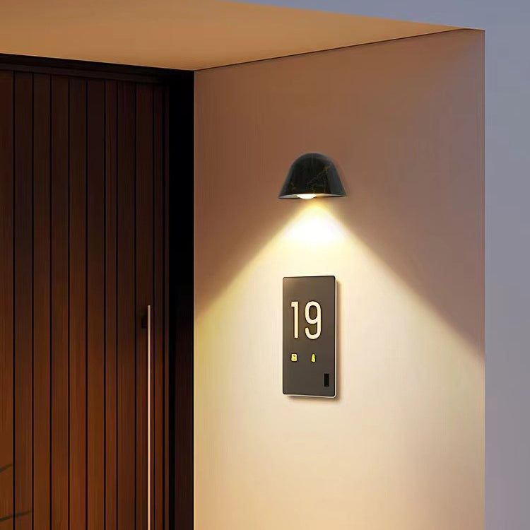 Zeitgenössische nordische wasserdichte Aluminium-Türklingel-inspirierte LED-Wandleuchte für den Außenbereich 