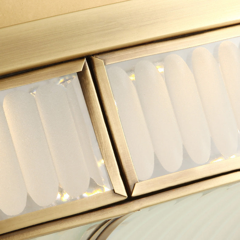 Luz de techo empotrada LED redonda de latón, vidrio y cristal tradicional europea para sala de estar y dormitorio 