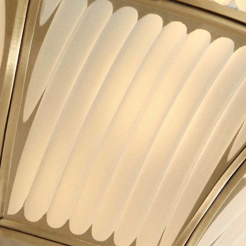 Luz de techo empotrada LED redonda de latón, vidrio y cristal tradicional europea para sala de estar y dormitorio 