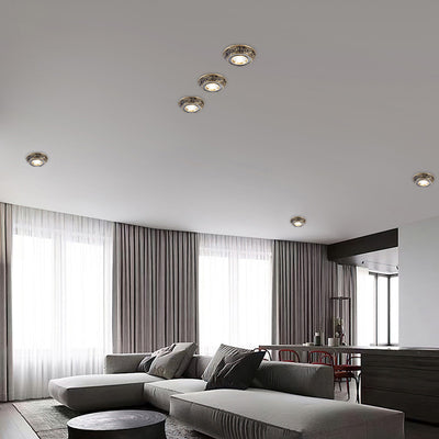 Luz de techo empotrada LED redonda de latón tradicional europeo de aluminio con diseño tallado para pasillo y sala de estar 