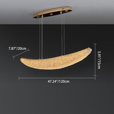 Lámpara de Araña LED de Isla en Forma de Barco de Metal Cristal de Lujo Moderno para Comedor 