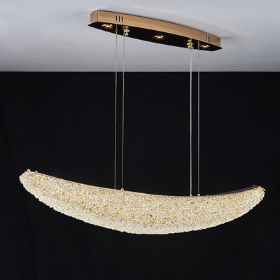 Lámpara de Araña LED de Isla en Forma de Barco de Metal Cristal de Lujo Moderno para Comedor 