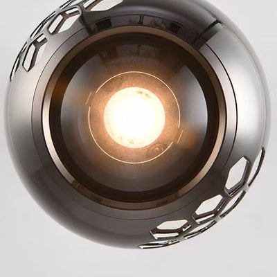 Modern Simplicity Aluminum Iron Sphere Honeycomb LED Liftable Pendant Light For Bedside