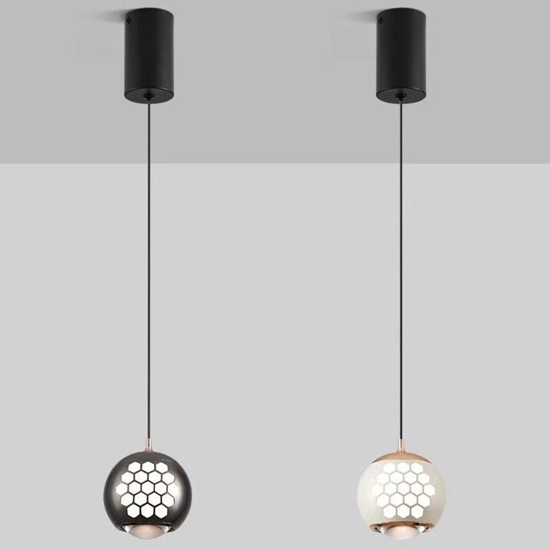 Modern Simplicity Aluminum Iron Sphere Honeycomb LED Liftable Pendant Light For Bedside
