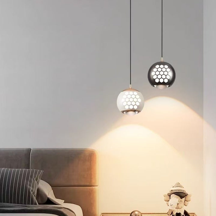 Moderne Einfachheit Aluminium Eisen Kugel Waben LED Hebbare Pendelleuchte für das Bett 