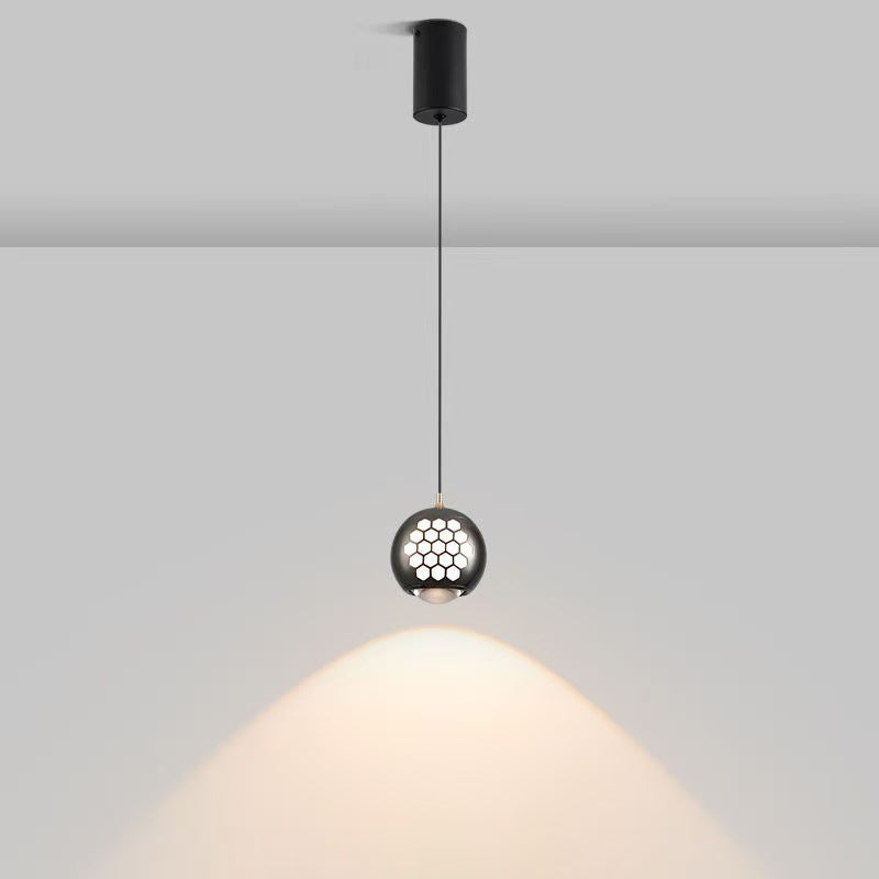 Modern Simplicity Aluminum Iron Sphere Honeycomb LED Liftable Pendant Light For Bedside