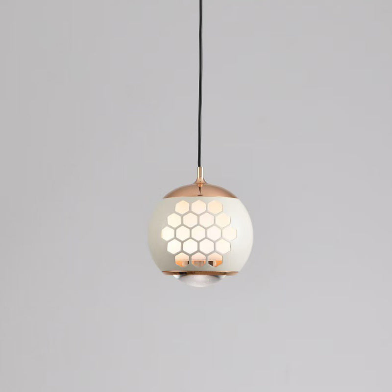 Modern Simplicity Aluminum Iron Sphere Honeycomb LED Liftable Pendant Light For Bedside