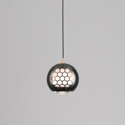 Modern Simplicity Aluminum Iron Sphere Honeycomb LED Liftable Pendant Light For Bedside