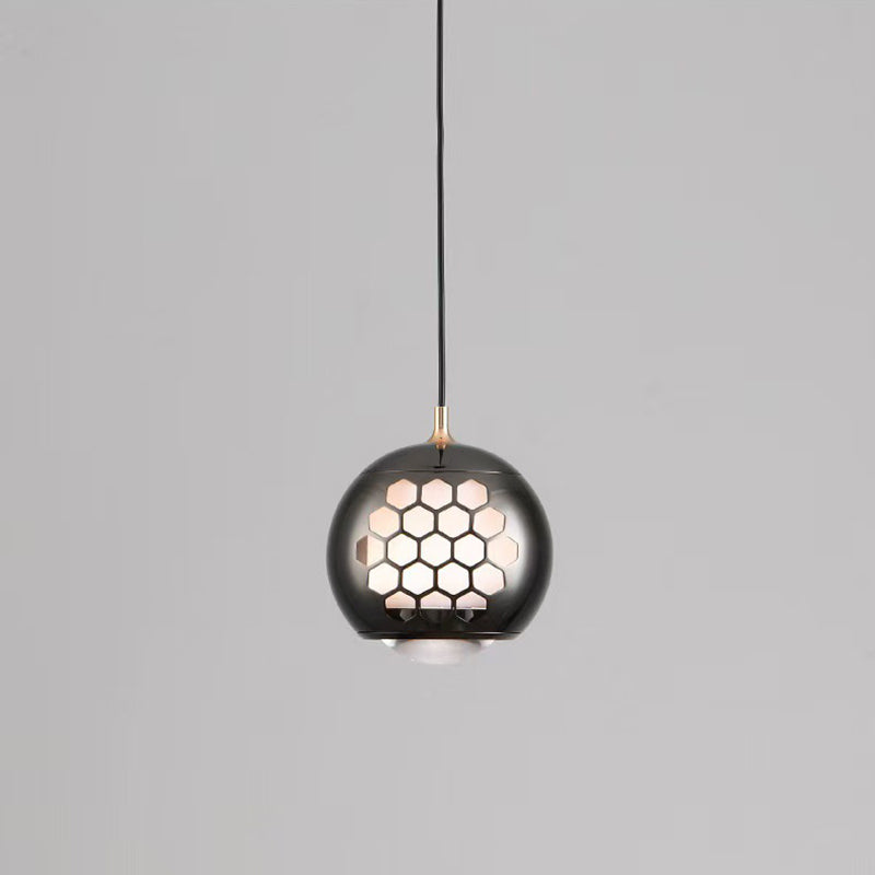 Modern Simplicity Aluminum Iron Sphere Honeycomb LED Liftable Pendant Light For Bedside