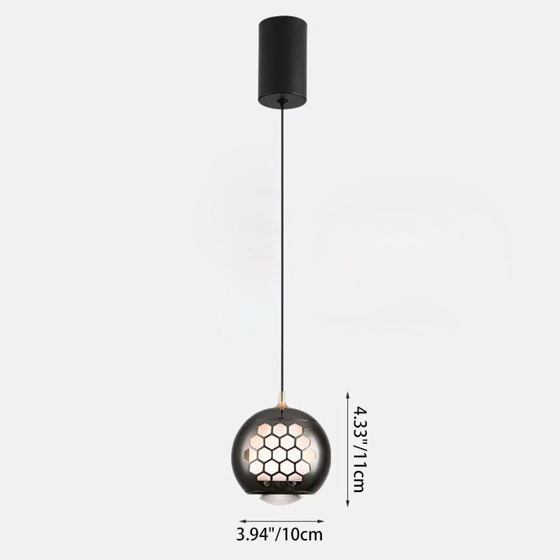 Modern Simplicity Aluminum Iron Sphere Honeycomb LED Liftable Pendant Light For Bedside