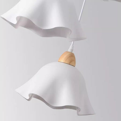 Lámpara colgante tradicional japonesa de madera de caucho acrílica floral de 1/3 luces para comedor 