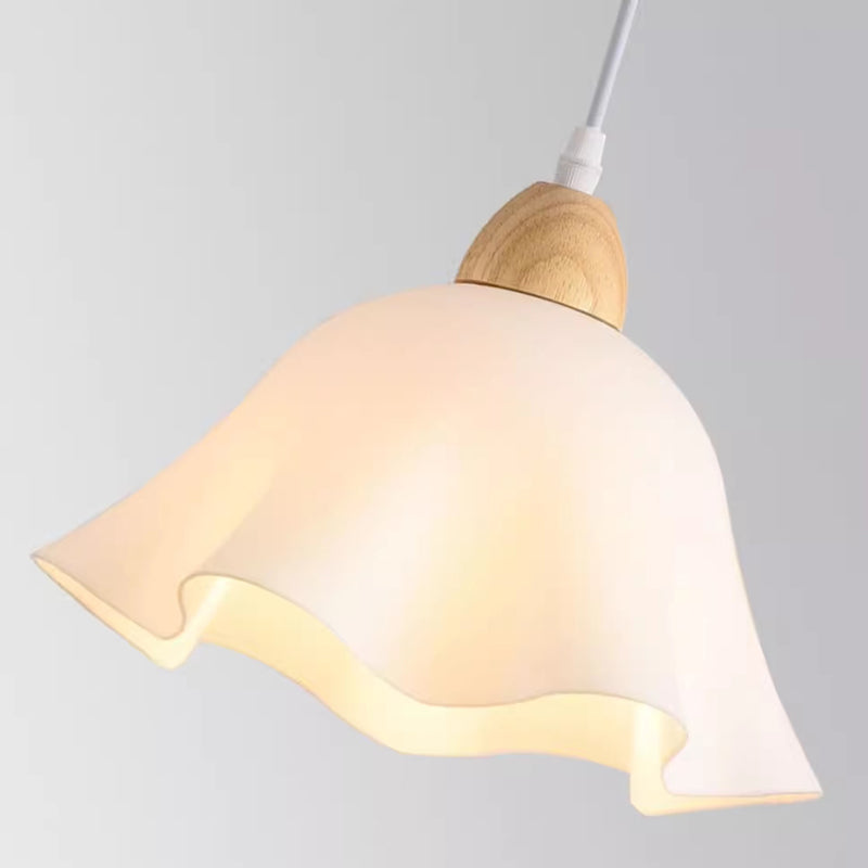 Lámpara colgante tradicional japonesa de madera de caucho acrílica floral de 1/3 luces para comedor 