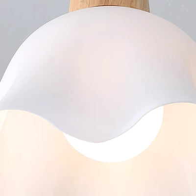 Lámpara colgante tradicional japonesa de madera de caucho acrílica floral de 1/3 luces para comedor 