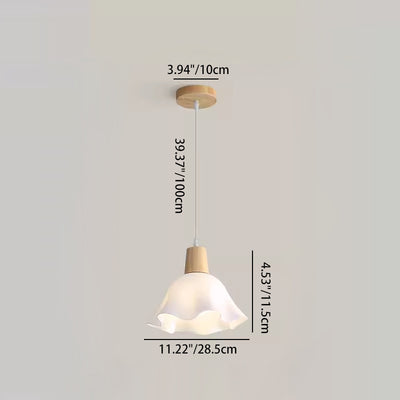 Lámpara colgante tradicional japonesa de madera de caucho acrílica floral de 1/3 luces para comedor 