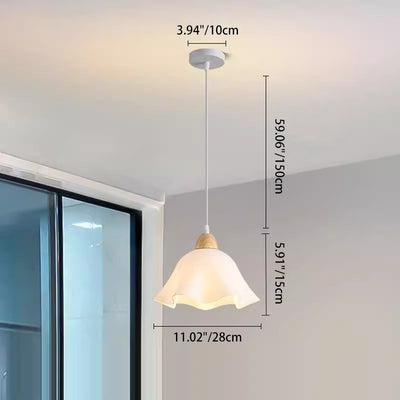 Lámpara colgante tradicional japonesa de madera de caucho acrílica floral de 1/3 luces para comedor 