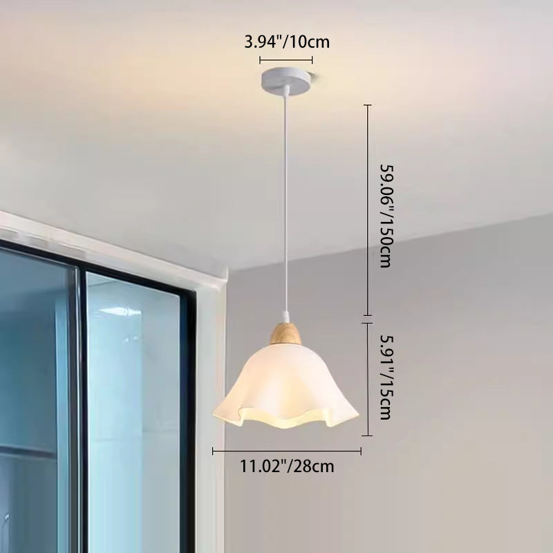 Lámpara colgante tradicional japonesa de madera de caucho acrílica floral de 1/3 luces para comedor 