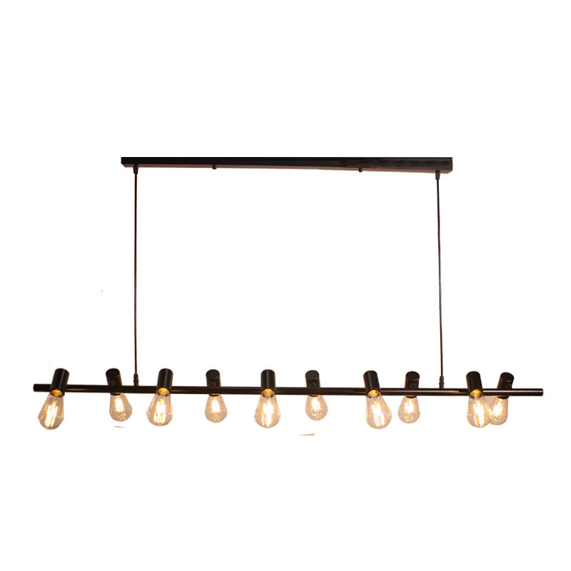 Lustre contemporain industriel à ampoules linéaires 6/8/10 lumières pour salle à manger 