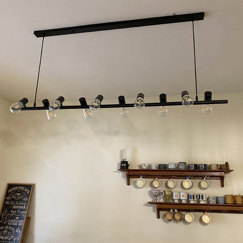 Lustre contemporain industriel à ampoules linéaires 6/8/10 lumières pour salle à manger 