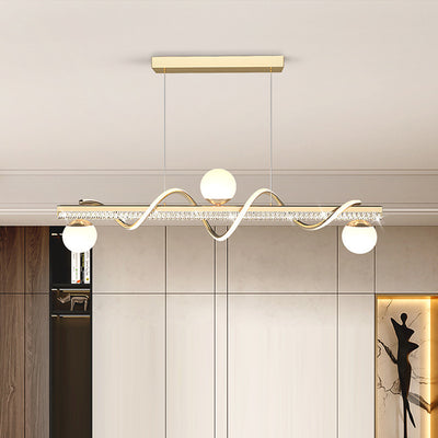 Lámpara de Araña LED de Lujo Moderno de Hierro y Acrílico con Globo de Onda para Comedor 