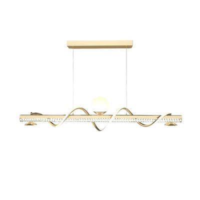 Lámpara de Araña LED de Lujo Moderno de Hierro y Acrílico con Globo de Onda para Comedor 