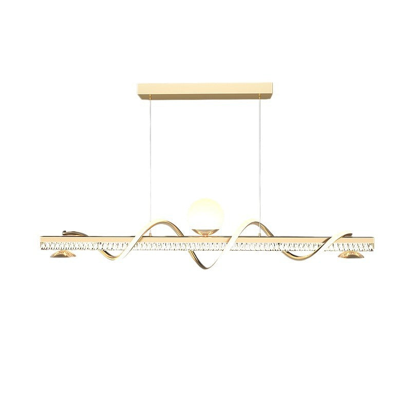 Lámpara de Araña LED de Lujo Moderno de Hierro y Acrílico con Globo de Onda para Comedor 