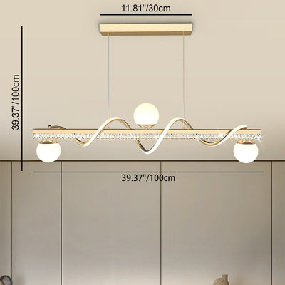 Lámpara de Araña LED de Lujo Moderno de Hierro y Acrílico con Globo de Onda para Comedor 