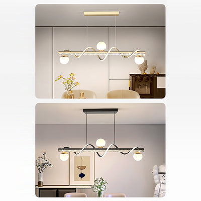 Lámpara de Araña LED de Lujo Moderno de Hierro y Acrílico con Globo de Onda para Comedor 