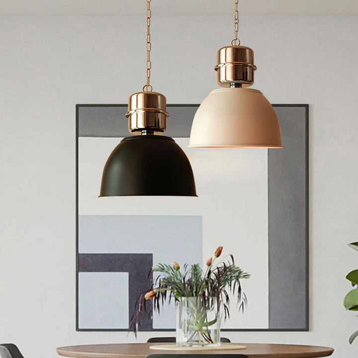 Contemporary Industrial Iron Bowl-Shaped Round 1-Light Pendant Light For Dining Room
