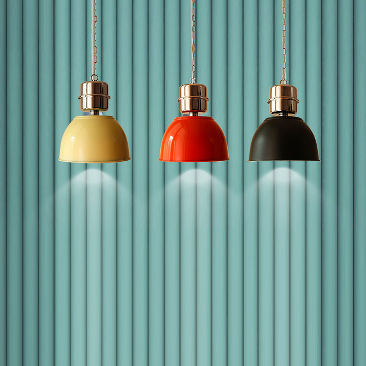 Contemporary Industrial Iron Bowl-Shaped Round 1-Light Pendant Light For Dining Room