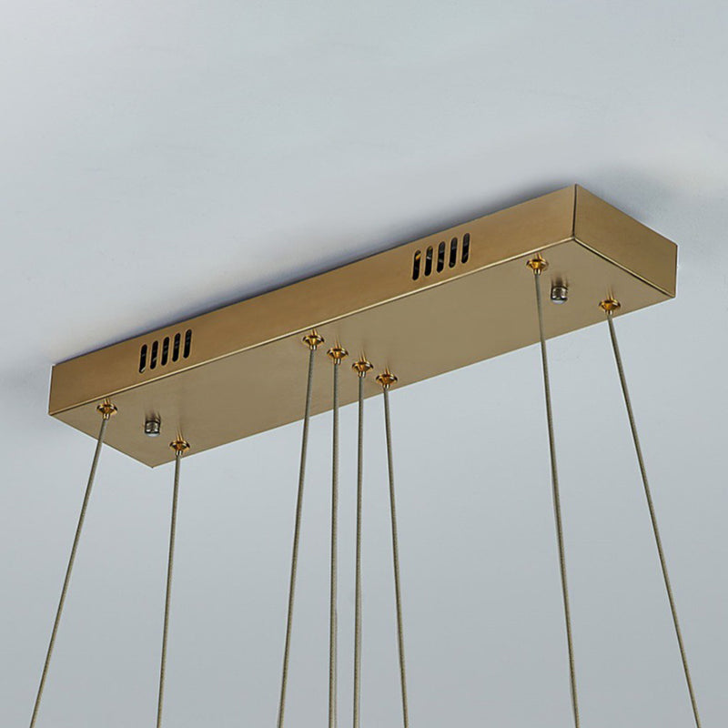 Moderno lujo de acero inoxidable cristal óvalo círculo LED candelabro para comedor y sala de estar 