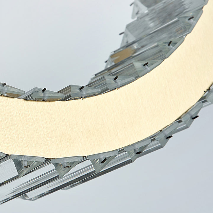 Moderne Luxus Edelstahl Kristall Oval Kreis LED Kronleuchter für Esszimmer und Wohnzimmer 