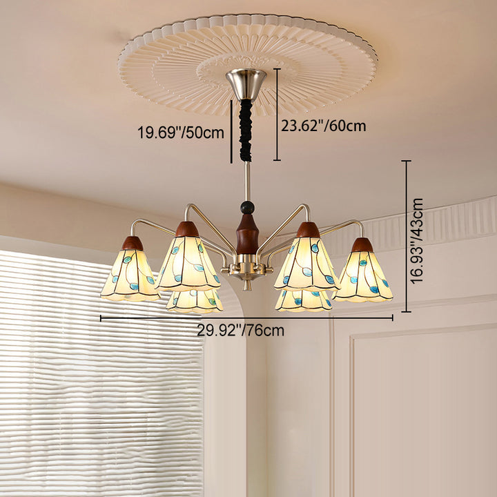 Zeitgenössischer Küsten-Eisen-Holz-Glas-Kronleuchter mit 6/8 Lichtern für Wohnzimmer und Schlafzimmer 